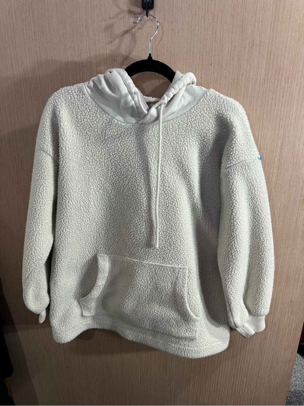 Women’s Madewell Oversized Cream Sherpa Pullover Hoodie Size XS